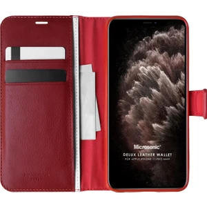 Apple iPhone 11 Pro Max Kılıf Delux Leather Wallet Kırmızı