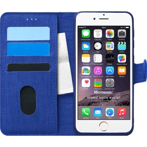 Apple iPhone 6 Plus Kılıf Fabric Book Wallet Lacivert