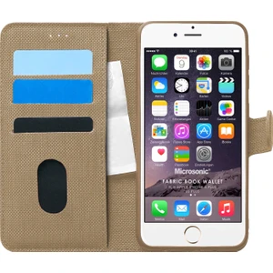 Apple iPhone 6S Plus Kılıf Fabric Book Wallet Gold