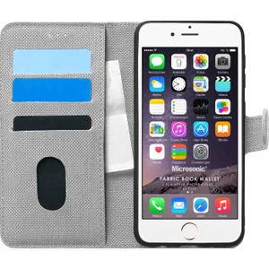 Apple iPhone 6S Plus Kılıf Fabric Book Wallet Gri