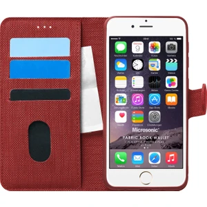 Apple iPhone 6S Plus Kılıf Fabric Book Wallet Kırmızı