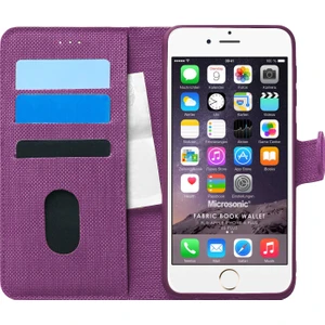 Apple iPhone 6S Plus Kılıf Fabric Book Wallet Mor