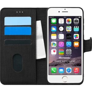 Apple iPhone 6S Plus Kılıf Fabric Book Wallet Siyah