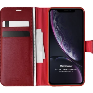 Apple iPhone XR Kılıf Delux Leather Wallet Kırmızı
