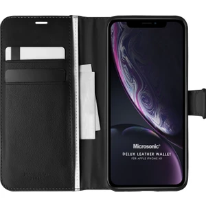 Apple iPhone XR Kılıf Delux Leather Wallet Siyah