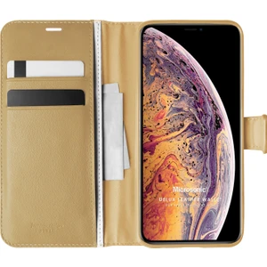 Apple iPhone XS Max Kılıf Delux Leather Wallet Gold