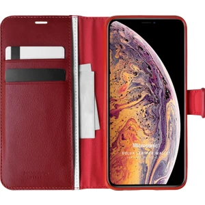 Apple iPhone XS Max Kılıf Delux Leather Wallet Kırmızı