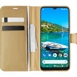 General Mobile GM 10 Kılıf Delux Leather Wallet Gold