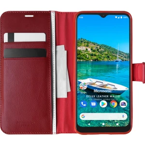 General Mobile GM 10 Kılıf Delux Leather Wallet Kırmızı