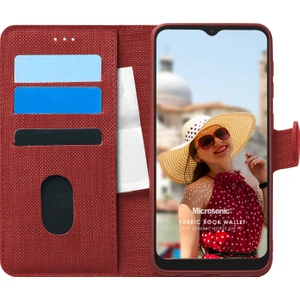 General Mobile GM 10 Kılıf Fabric Book Wallet Kırmızı