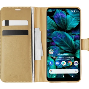 General Mobile GM 20 Kılıf Delux Leather Wallet Gold