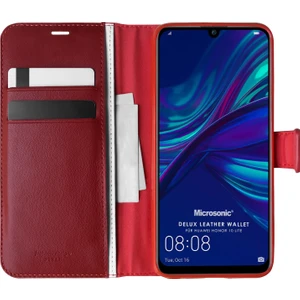 Huawei Honor 10 Lite Kılıf Delux Leather Wallet Kırmızı