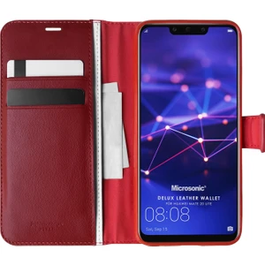 Huawei Mate 20 Lite Kılıf Delux Leather Wallet Kırmızı