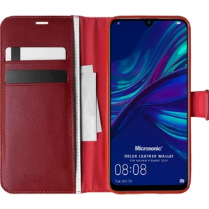 Huawei P Smart 2019 Kılıf Delux Leather Wallet Kırmızı