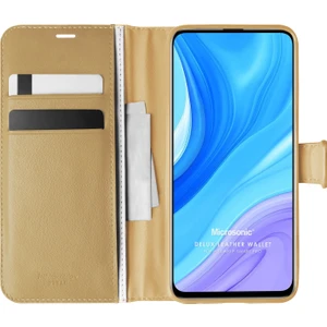 Huawei P Smart Pro Kılıf Delux Leather Wallet Gold