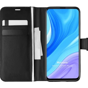 Huawei P Smart Pro Kılıf Delux Leather Wallet Siyah