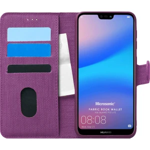 Huawei P20 Lite Kılıf Fabric Book Wallet Mor