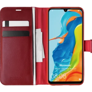 Huawei P30 Lite Kılıf Delux Leather Wallet Kırmızı
