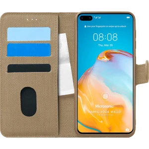 Huawei P40 Kılıf Fabric Book Wallet Gold
