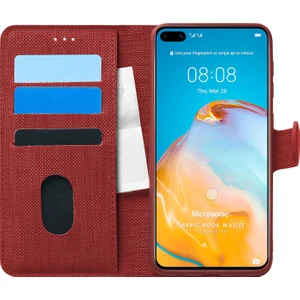 Huawei P40 Kılıf Fabric Book Wallet Kırmızı