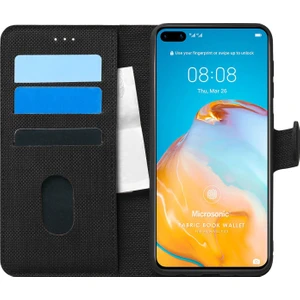 Huawei P40 Kılıf Fabric Book Wallet Siyah