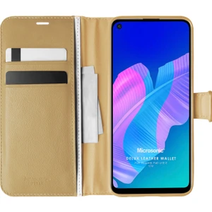 Huawei P40 Lite E Kılıf Delux Leather Wallet Gold