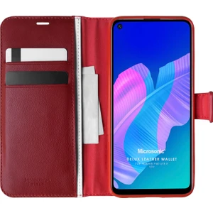 Huawei P40 Lite E Kılıf Delux Leather Wallet Kırmızı