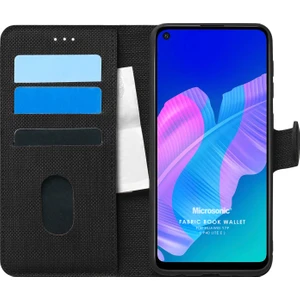 Huawei P40 Lite E Kılıf Fabric Book Wallet Siyah