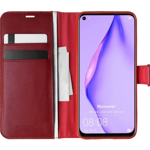 Huawei P40 Lite Kılıf Delux Leather Wallet Kırmızı