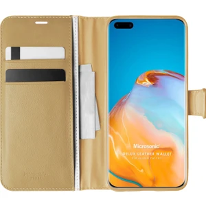 Huawei P40 Pro Kılıf Delux Leather Wallet Gold