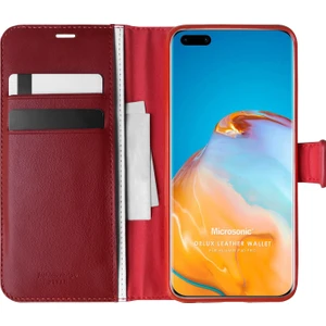 Huawei P40 Pro Kılıf Delux Leather Wallet Kırmızı