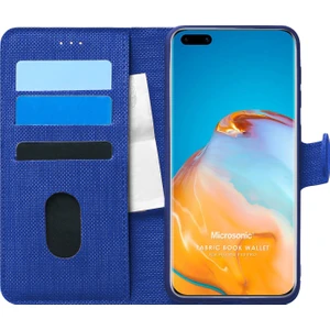 Huawei P40 Pro Kılıf Fabric Book Wallet Lacivert