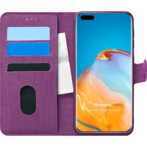 Huawei P40 Pro Kılıf Fabric Book Wallet Mor