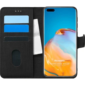 Huawei P40 Pro Kılıf Fabric Book Wallet Siyah