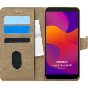 Huawei Y5P Kılıf Fabric Book Wallet Gold