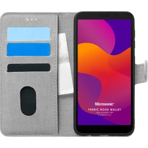 Huawei Y5P Kılıf Fabric Book Wallet Gri