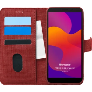 Huawei Y5P Kılıf Fabric Book Wallet Kırmızı