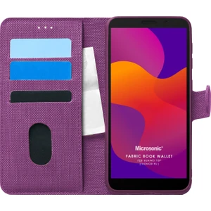 Huawei Y5P Kılıf Fabric Book Wallet Mor