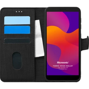 Huawei Y5P Kılıf Fabric Book Wallet Siyah