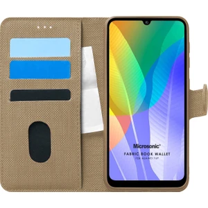 Huawei Y6P Kılıf Fabric Book Wallet Gold