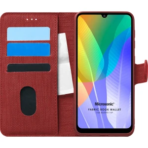 Huawei Y6P Kılıf Fabric Book Wallet Kırmızı