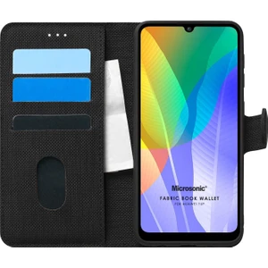 Huawei Y6P Kılıf Fabric Book Wallet Siyah