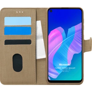 Huawei Y7P Kılıf Fabric Book Wallet Gold