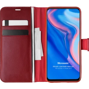 Huawei Y9 Prime 2019 Kılıf Delux Leather Wallet Kırmızı