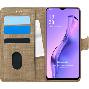 Oppo A31 Kılıf Fabric Book Wallet Gold