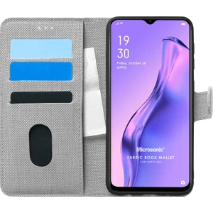 Oppo A31 Kılıf Fabric Book Wallet Gri