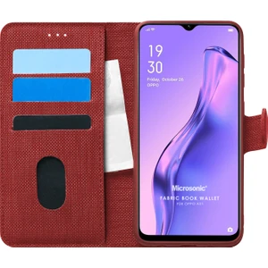 Oppo A31 Kılıf Fabric Book Wallet Kırmızı