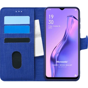 Oppo A31 Kılıf Fabric Book Wallet Lacivert