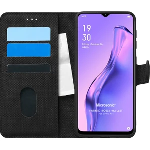 Oppo A31 Kılıf Fabric Book Wallet Siyah