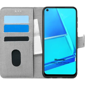 Oppo A52 Kılıf Fabric Book Wallet Gri